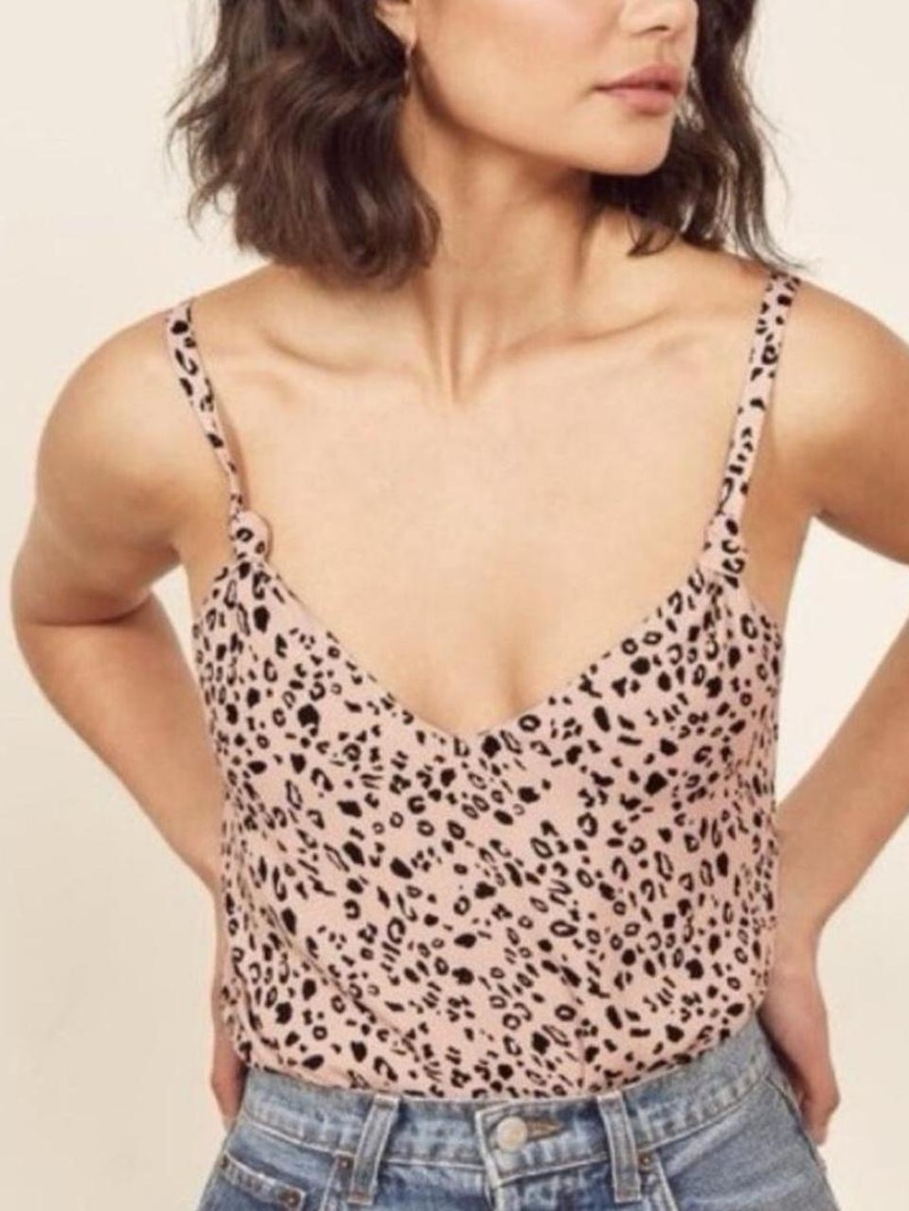 Reformation Blush Pink Leopard Print Cami